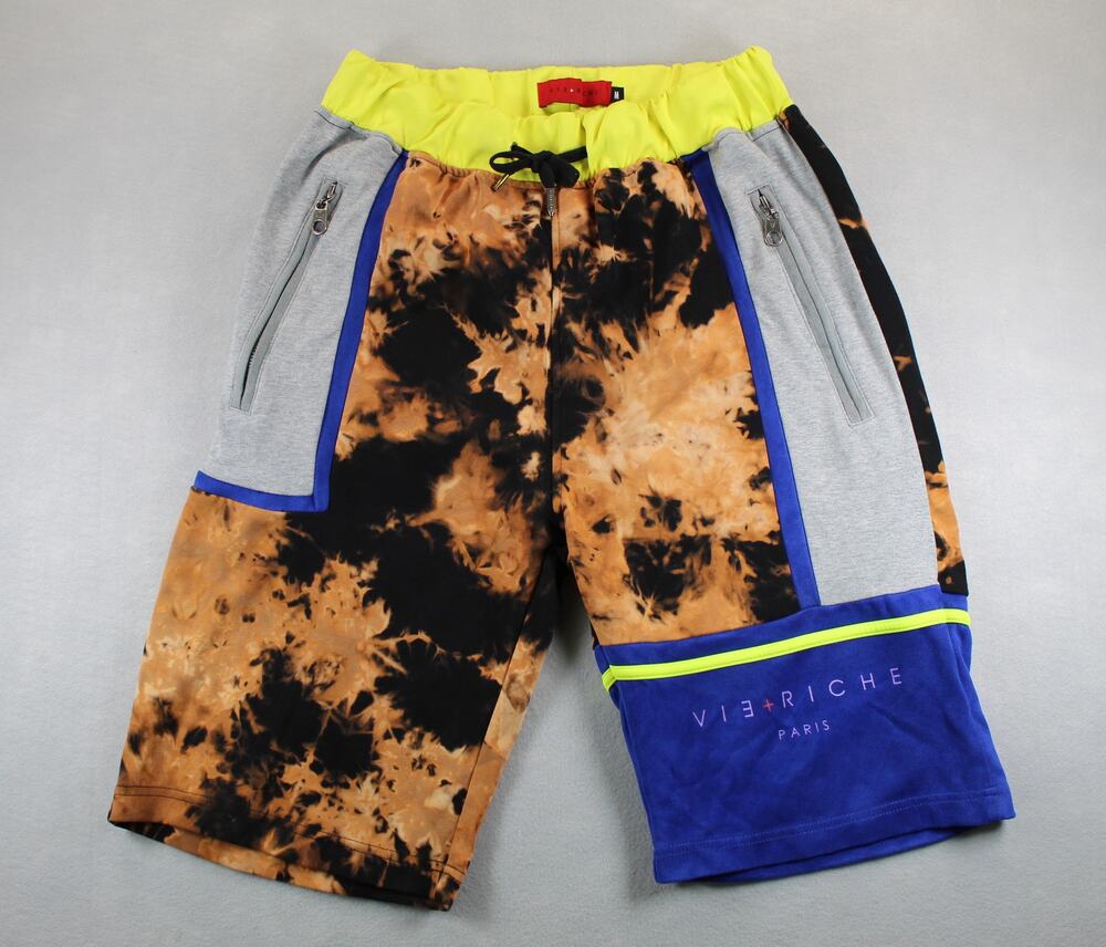 Vie+Riche Paris Tie Dye Color block Drawstring Shorts Mens Medium